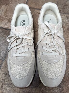 Toms Women's Lace-Panel Sneakers in Light Cream